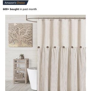 Striped Shower Curtain - Beige and White